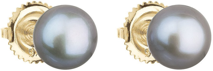 Evolution Group Zlaté náušnice pecky s pravými perlami Pavona 921004.3 - GREY - Náušnice Pecky