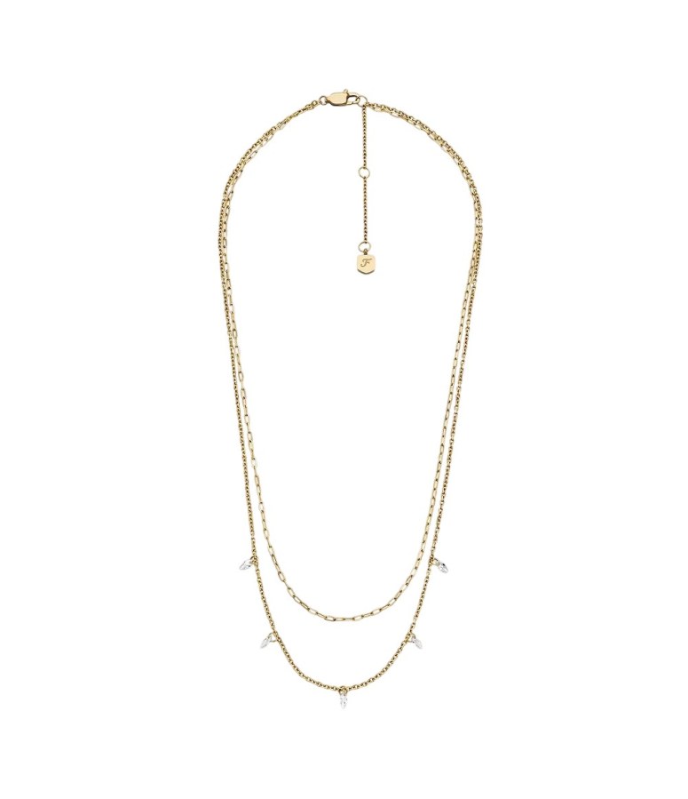 Fossil Dvojitý pozlacený náhrdelník s&nbsp;krystaly JF04894710 - Náhrdelníky Náhrdelníky s&nbsp;kameny