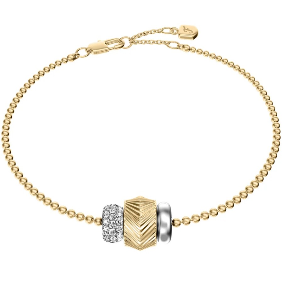 Fossil Elegantní pozlacený náramek s&nbsp;krystaly Harlow JF04995998 - Náramky Korálkové náramky