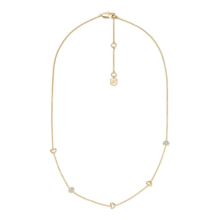 Fossil Jemný pozlacený náhrdelník se srdíčky JA7298710 - Náhrdelníky Náhrdelníky s&nbsp;kameny