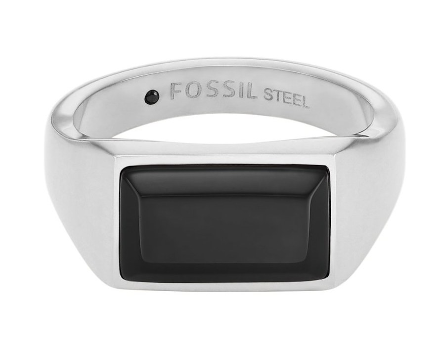 Fossil Moderní pánský prsten z oceli All Stacked Up JF04603040 65 mm - Prsteny Prsteny bez kamínku