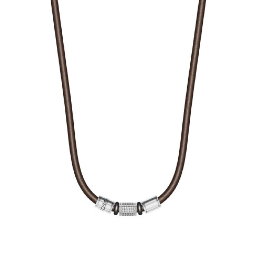 Fossil Hnědý kožený náhrdelník pro muže JF05007998