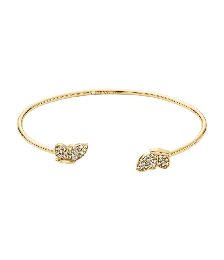 Fossil Pevný pozlacený náramek z&nbsp;oceli Butterfly JF04923710 - Náramky Pevné náramky