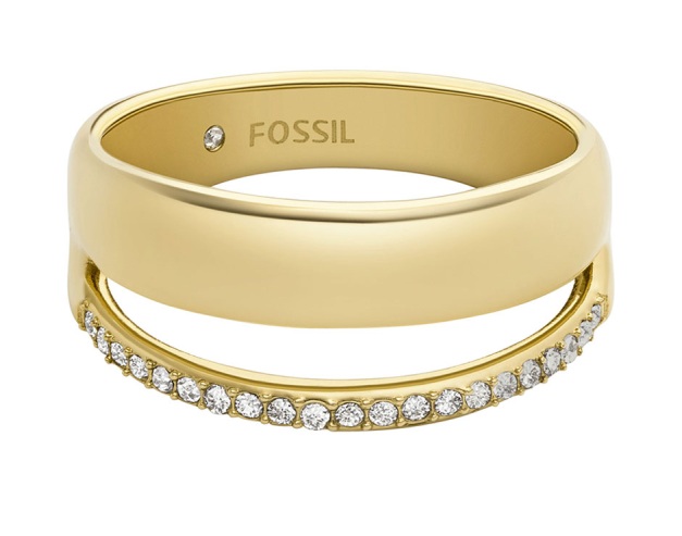 Fossil Stylový pozlacený prsten se zirkony Archival JOF01036710 52 mm Fossil Stylový pozlacený prsten se zirkony Archival JOF01036710 52 mm - Prsteny Prsteny s kamínkem