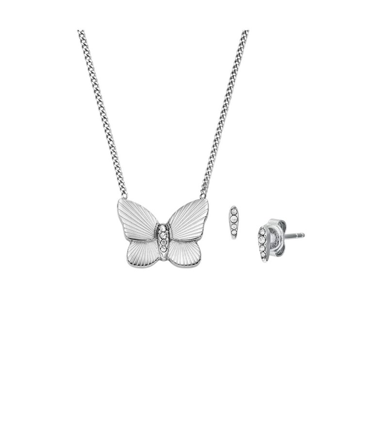 Fossil Set ocelových šperků Motýl JF04935SET (náhrdelník, náušnice) - Náušnice Pecky