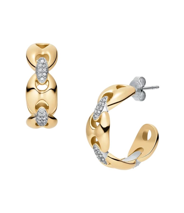 Fossil Slušivé pozlacené náušnice Heritage JF04930998 - Náušnice Kruhy
