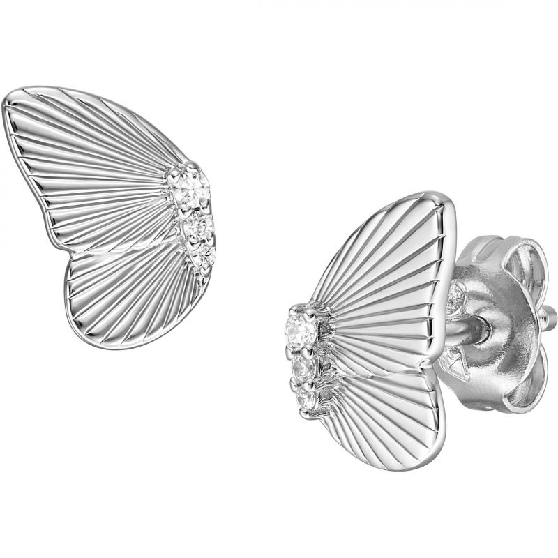 Fossil Slušivé stříbrné náušnice Butterflies s krystaly JFS00621040 - Náušnice Pecky