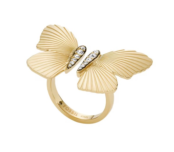 Fossil Překrásný pozlacený otevřený prsten Butterflies JF04800710 Fossil Překrásný pozlacený otevřený prsten Butterflies JF04800710 - Prsteny Prsteny s kamínkem