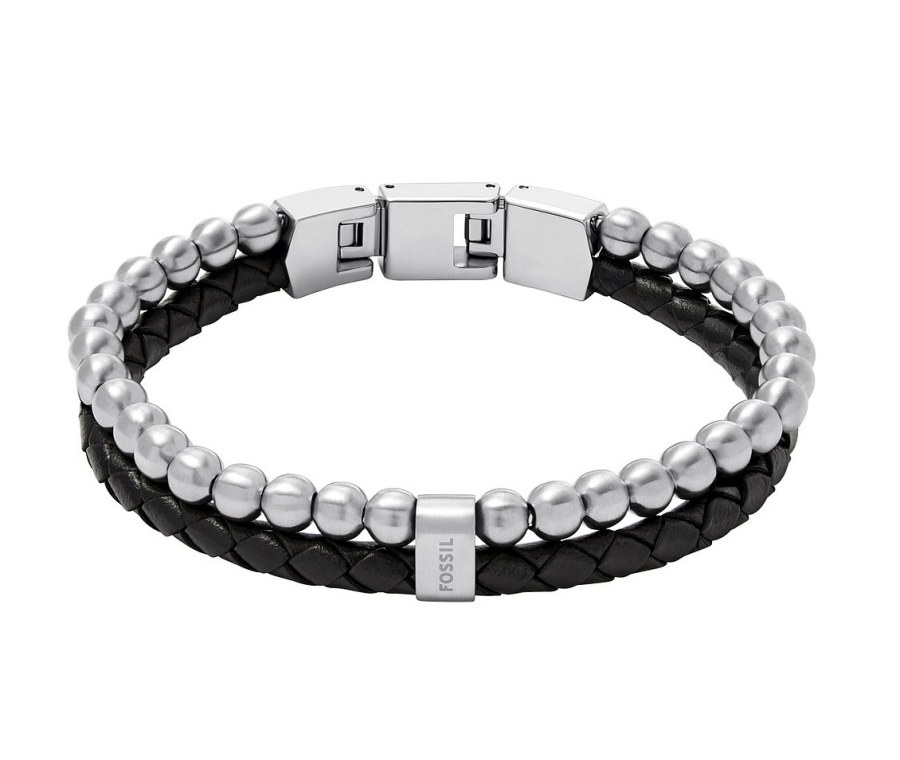 Fossil Stylový dvojitý náramek pro muže JF04855040 Fossil Stylový dvojitý náramek pro muže JF04855040 - Náramky Kožené náramky