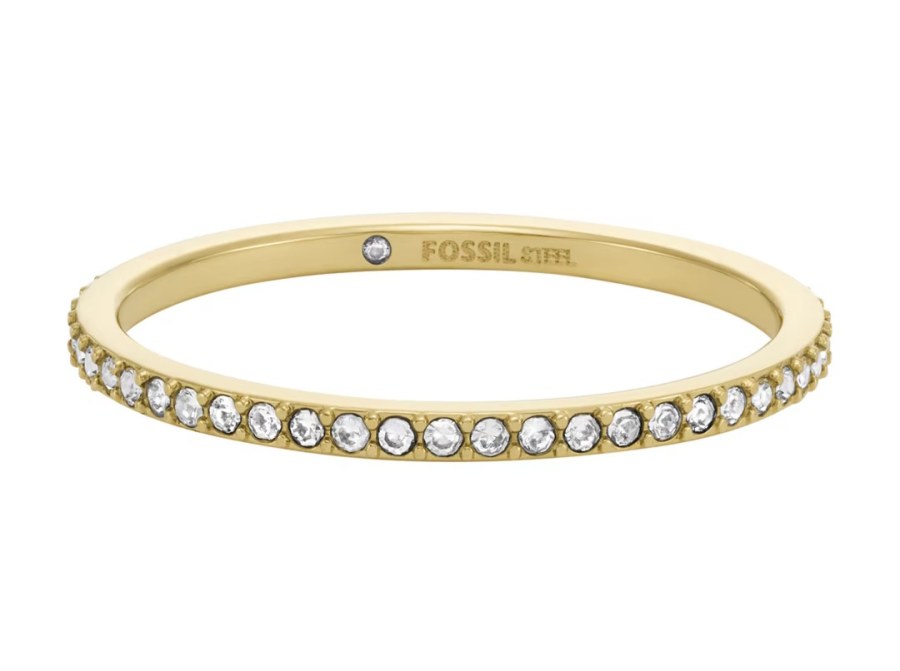 Fossil Třpytivý pozlacený prsten Ellis Pavé JF04686710 54 mm - Prsteny Prsteny s&nbsp;kamínkem