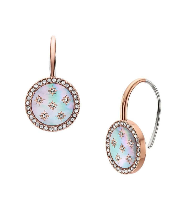 Fossil Visací pozlacené náušnice Mother of Pearl JF04938791