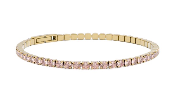 Furiosa Tenisový náramek s růžovými krystaly Swarovski SB-ROSALINETENNIS-G 16 cm - Náramky Řetízkové náramky