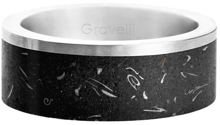 Gravelli Stylový betonový prsten Edge Fragments Edition ocelová/atracitová GJRUFSA002 63 mm - Prsteny Prsteny bez kamínku