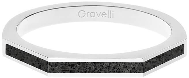 Gravelli Ocelový prsten s betonem Three Side ocelová/antracitová GJRWSSA123 53 mm - Prsteny Prsteny bez kamínku
