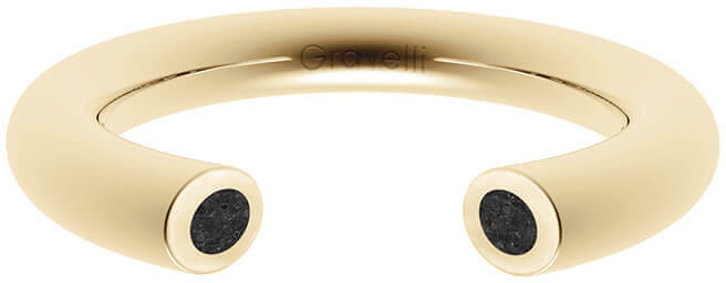 Gravelli Otevřený prsten s betonem Open zlatá/antracitová GJRWYGA107 53 mm - Prsteny Prsteny bez kamínku