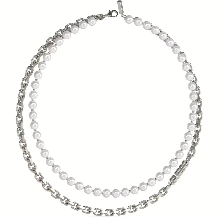 Guess Dvojitý pánský náhrdelník s&nbsp;perlami Edgy Styles JUMN04062JWSTWIT-U - Náhrdelníky Náhrdelníky s&nbsp;korálky