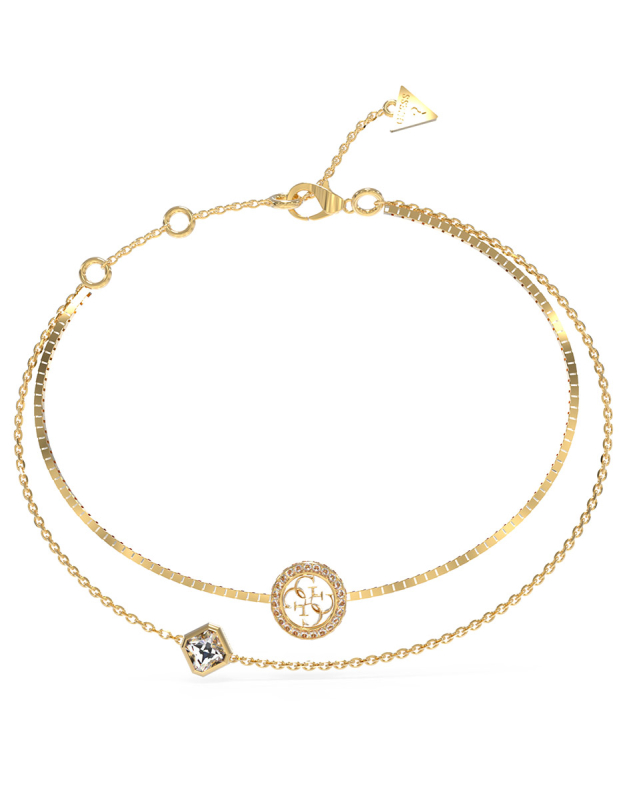 Guess Dvojitý pozlacený náramek 4G Crush JUBB04160JWYG 18,5 cm - Náramky Řetízkové náramky