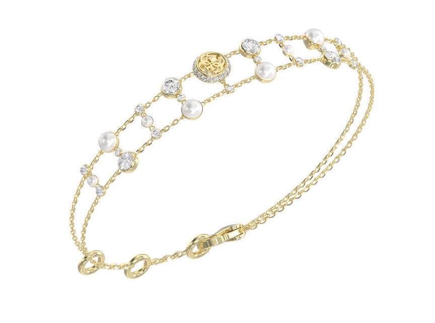 Guess Dvojitý pozlacený náramek Tiny Pearly JUBB05512JWYG 18,4 cm - Náramky Náramky s přívěsky