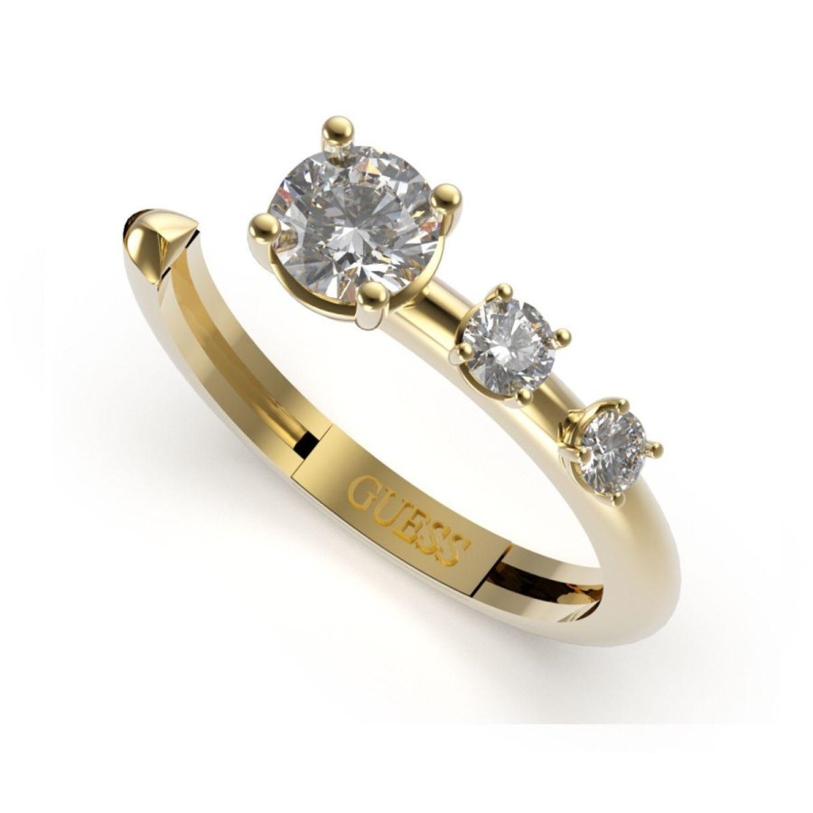 Guess Elegantní otevřený prsten se zirkony Sunburst JUBR01408JWYG 56 mm - Prsteny Prsteny s kamínkem