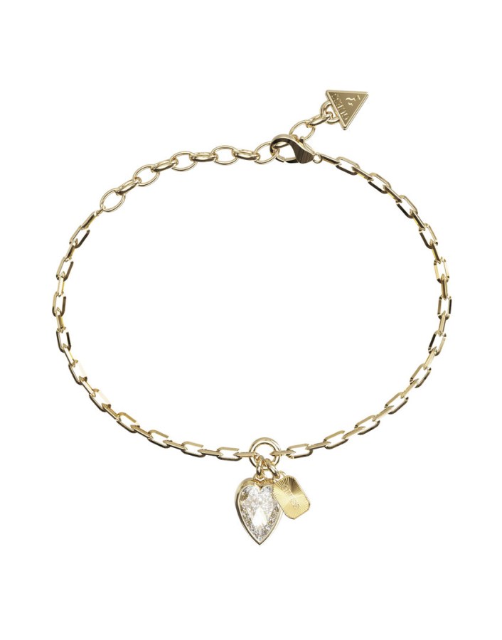 Guess Romantický pozlacený náramek Crystal Love JUBB06360JWYG 18,4 cm