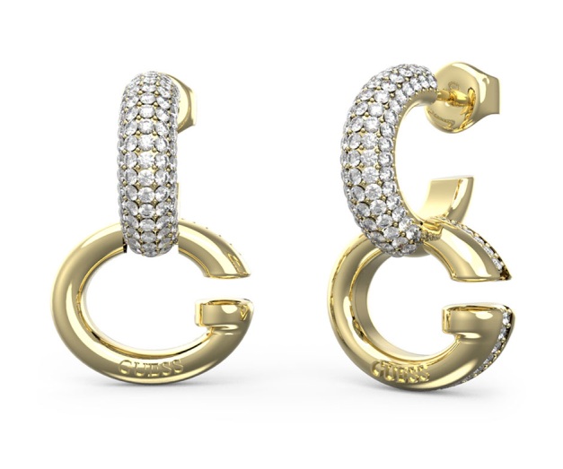Guess Pozlacené kruhové náušnice s krystaly Oh My G JUBE04521JWYGT/U Guess Pozlacené kruhové náušnice s krystaly Oh My G JUBE04521JWYGT/U - Náušnice Visací náušnice