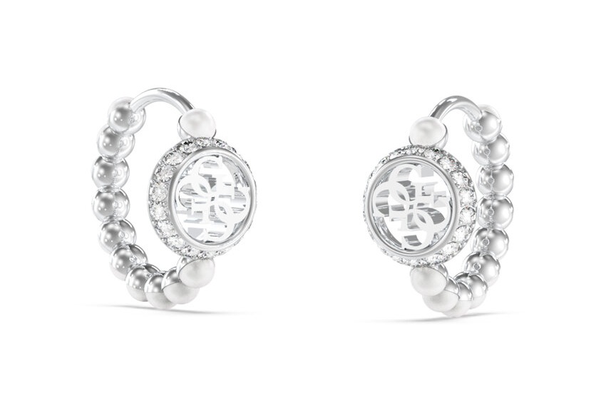 Guess Jedinečné kruhové náušnice s perličkami Tiny Pearly JUBE05518JWRHT/U - Náušnice S kamínky