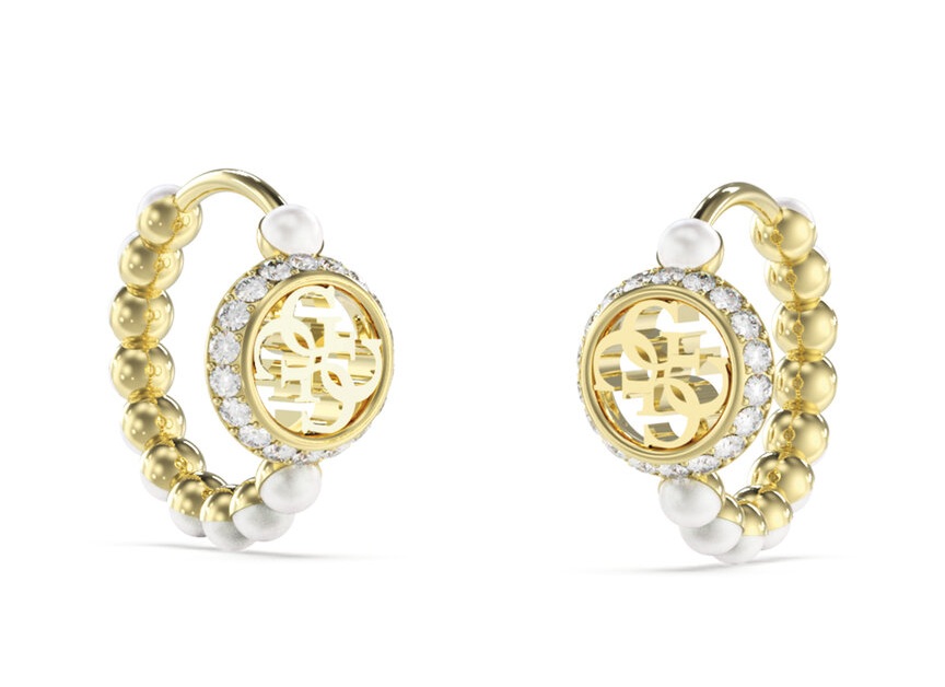 Guess Jedinečné kruhové náušnice s perličkami Tiny Pearly JUBE05518JWYGT/U - Náušnice S kamínky