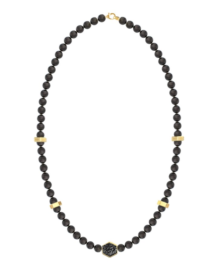 Guess Korálkový náhrdelník s&nbsp;achátem Lion King JUMN06004JWYGBKT/U - Náhrdelníky Náhrdelníky s&nbsp;korálky