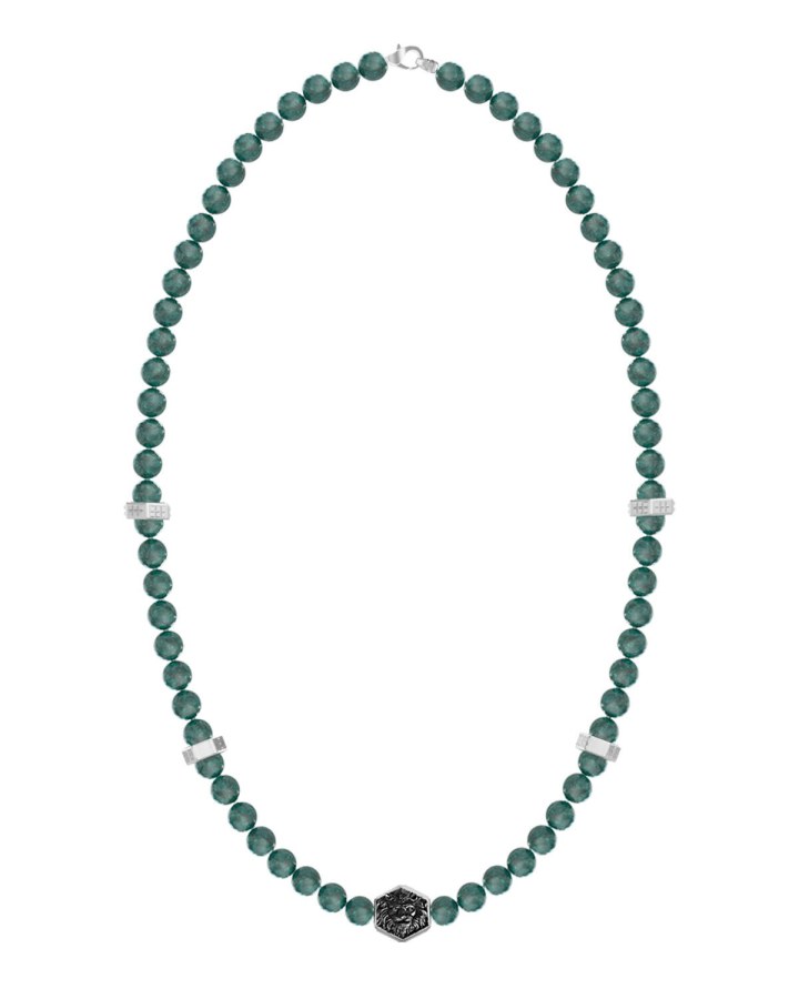 Guess Korálkový náhrdelník s jadeitem Lion King JUMN06004JWSTGNT/U