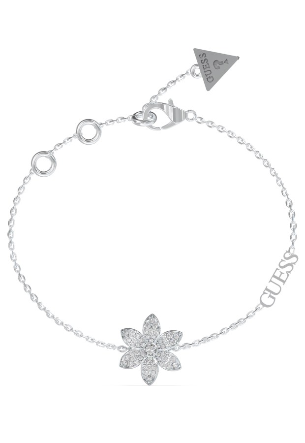 Guess Krásný ocelový náramek s květinou White Lotus JUBB04144JWRH 18,5 cm - Náramky Náramky se symboly