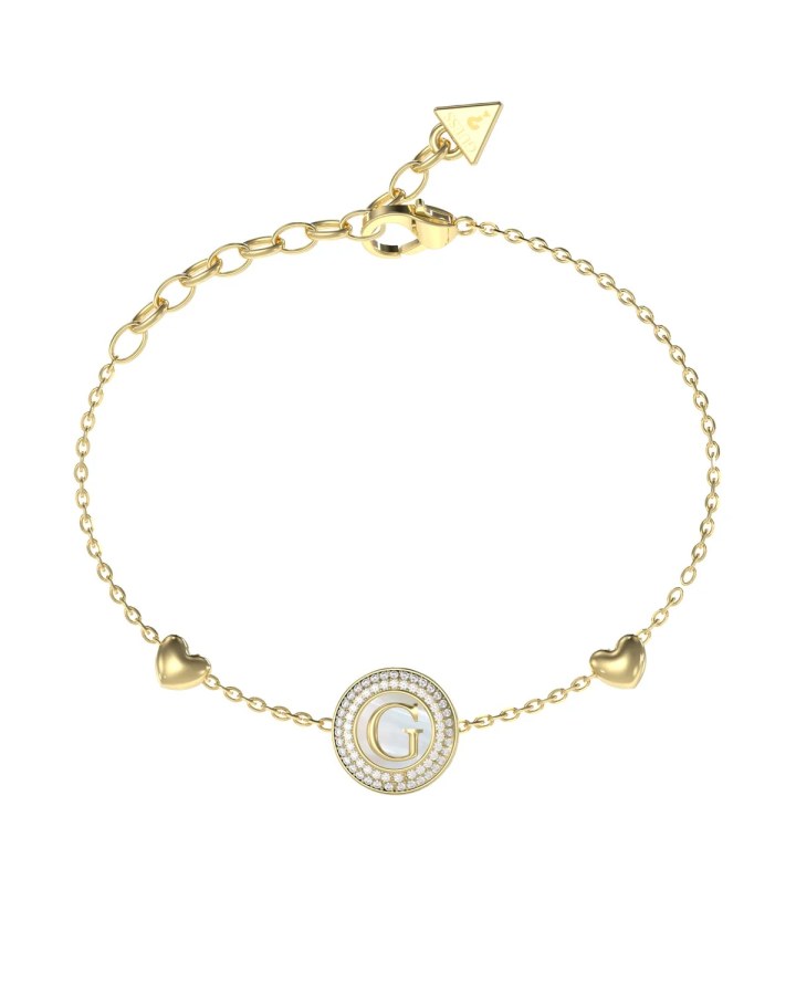 Guess Pozlacený náramek s perletí G Talisman JUBB06202JWYG 18,4 cm