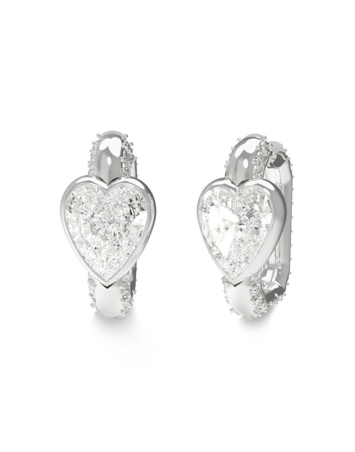 Guess Kruhové náušnice se srdíčky Crystal Love JUBE06365JWRHT/U - Náušnice S kamínky