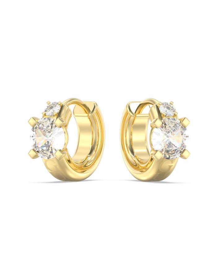 Guess Kruhové pozlacené náušnice Piercing Studio JUBE06270JWYGT/U - Náušnice S kamínky