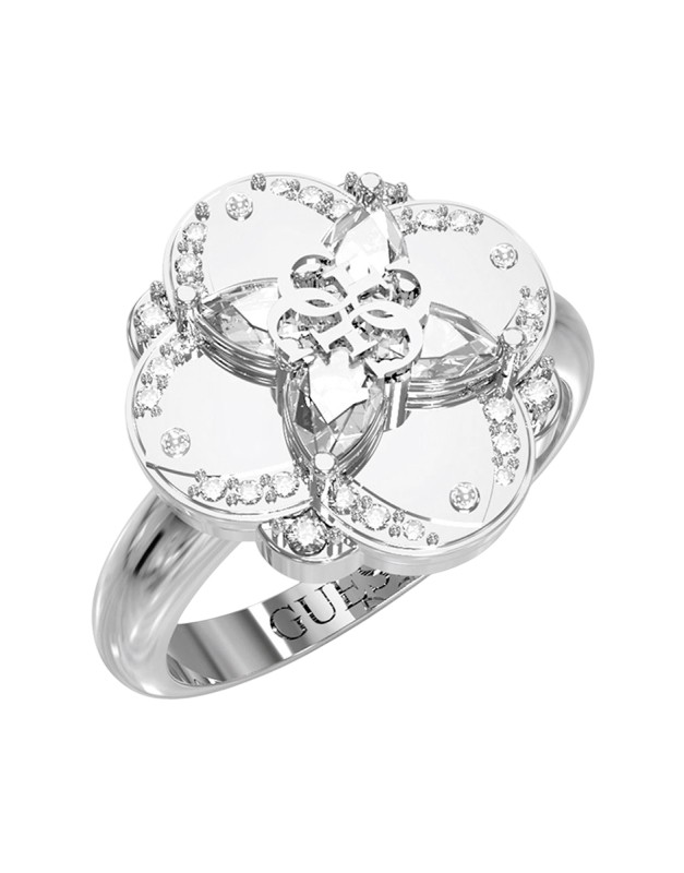 Guess Luxusní ocelový prsten s&nbsp;květinou Wild Flower JUBR05506JWRH 56 mm - Prsteny Prsteny s&nbsp;kamínkem