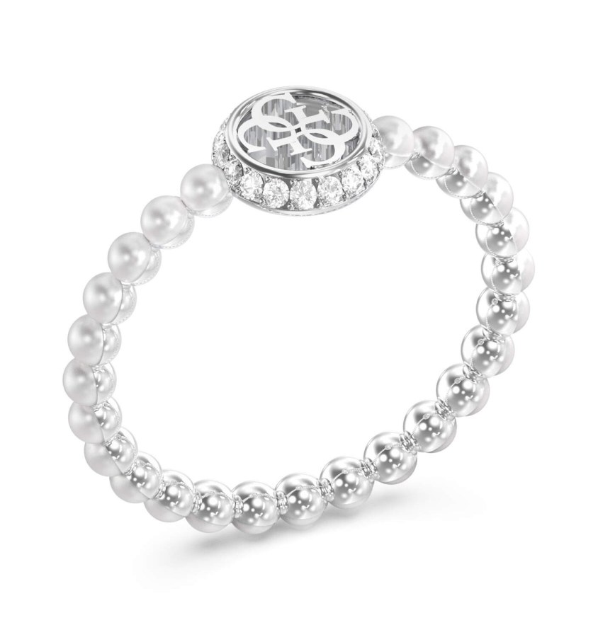 Guess Módní ocelový prsten s&nbsp;perličkami Tiny Pearly JUBR05522JWRH 54 mm - Prsteny Prsteny s&nbsp;kamínkem