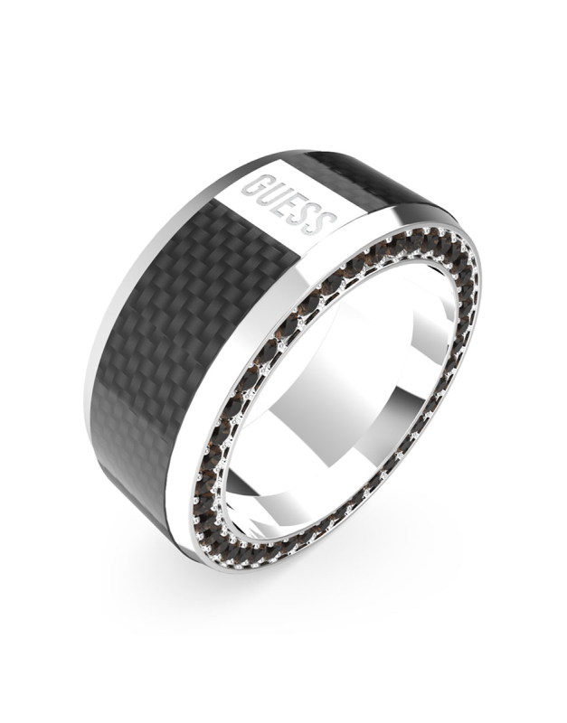 Guess Módní prsten s&nbsp;krystaly Racer Tag JUMR04041JWSTBK 66 mm - Prsteny Prsteny s&nbsp;kamínkem