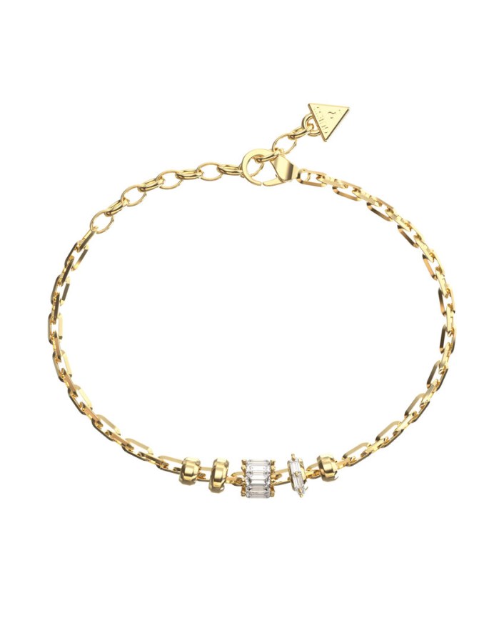 Guess Módní pozlacený náramek se zirkony Les Baguettes JUBB06329JWYG 18,4 cm