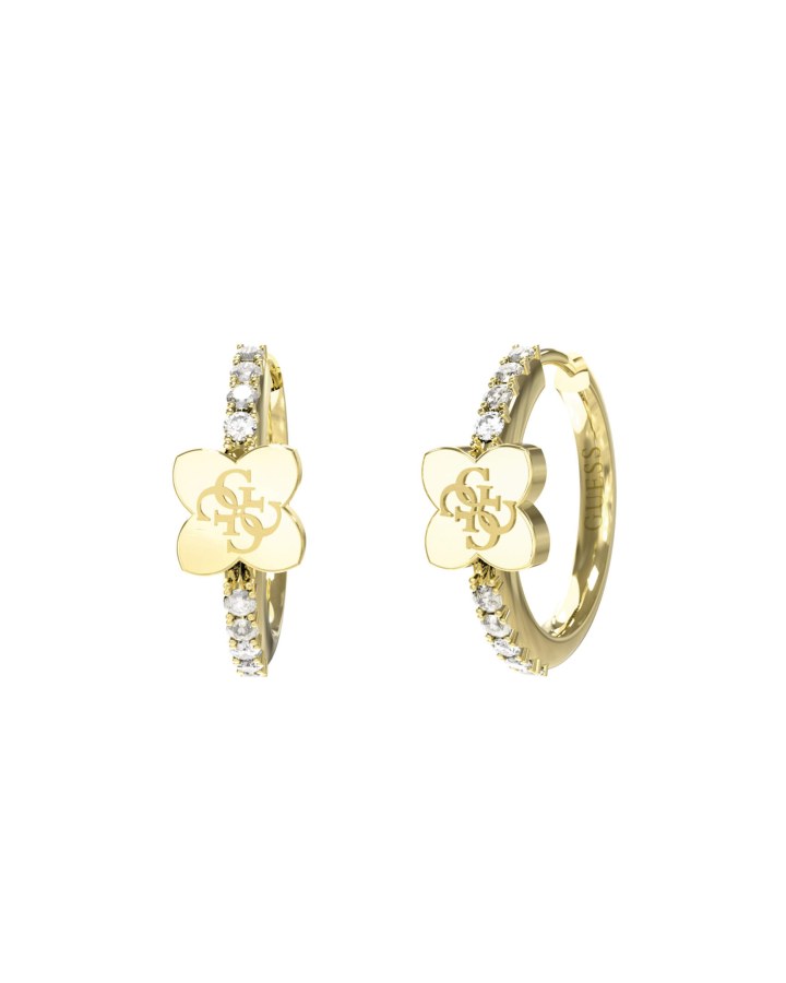 Guess Nadčasové pozlacené kruhy s krystaly Wild Flower JUBE05508JWYGT/U - Náušnice Kruhy