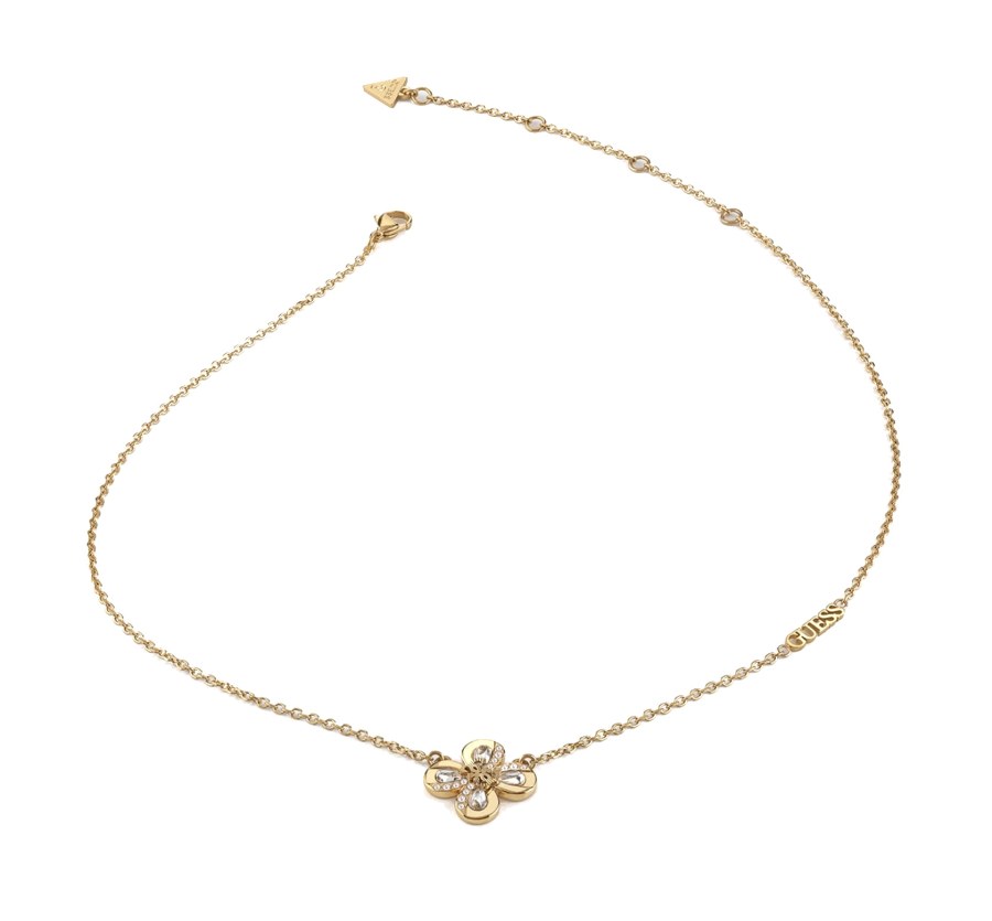 Guess Nádherný pozlacený náhrdelník s květinou Amazing Blossom JUBN03057JWYGT/U - Náhrdelníky