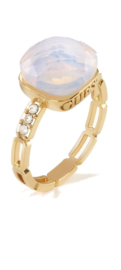 Guess Nádherný pozlacený prsten s křišťálem Reflections JUBR01236JW 52 mm - Prsteny Prsteny s kamínkem