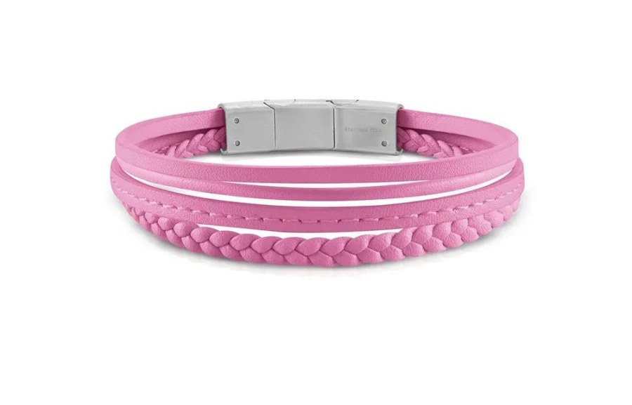 Guess Náramek z&nbsp;růžové kůže Malibu JUMB01345JWSTPIT-U - Náramky Kožené náramky