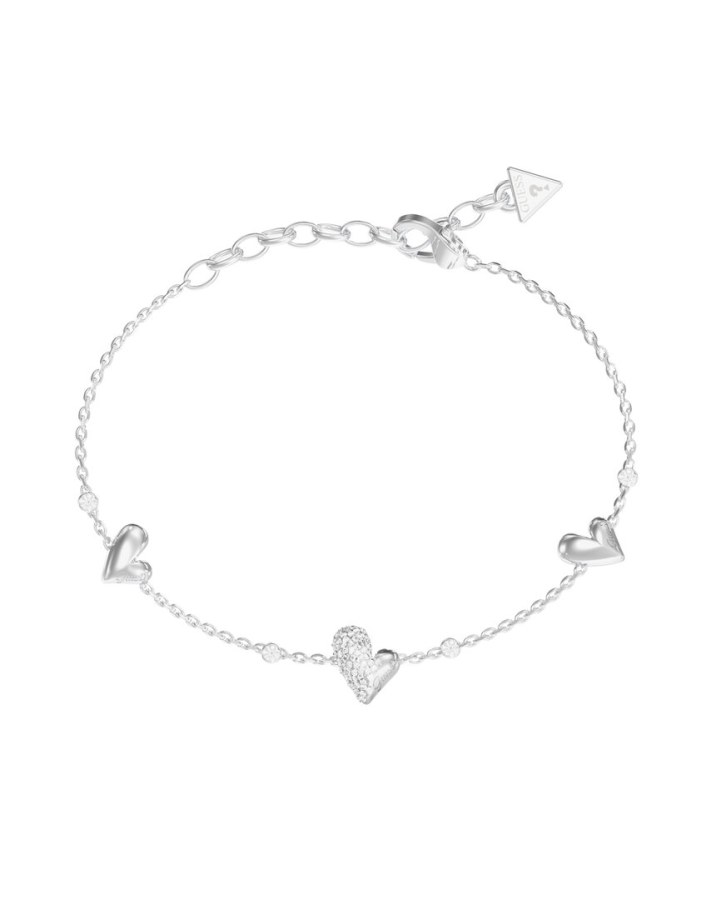 Guess Něžný ocelový náramek se srdíčky Golden love JUBB06451JWRH 18,4 cm