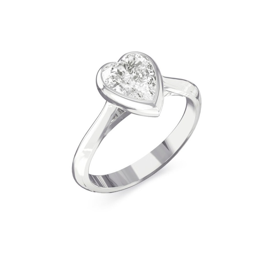 Guess Něžný ocelový prsten Čiré srdce Crystal Love JUBR06363JWRH 52 mm