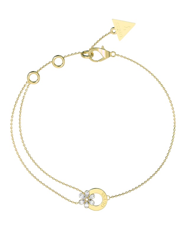 Guess Něžný pozlacený náramek s&nbsp;květinou Lily JUBB05111JWYG 18,4 cm - Náramky Náramky se symboly