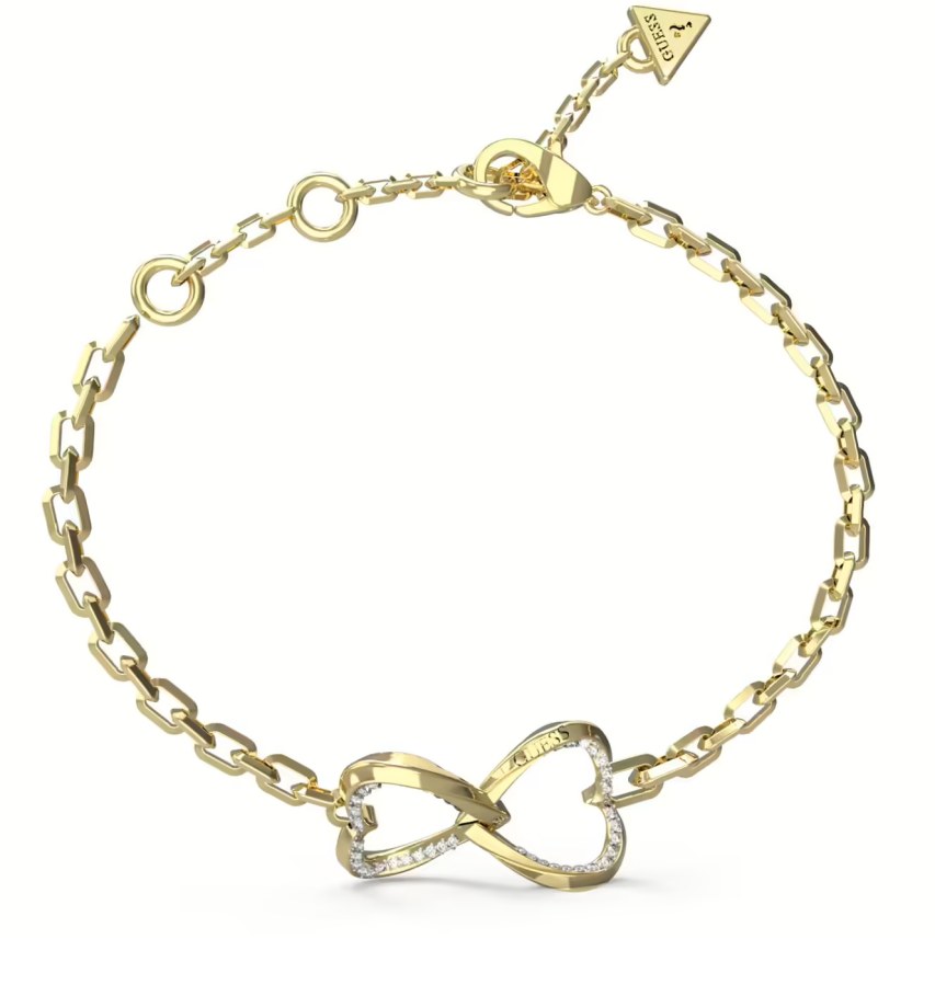 Guess Něžný pozlacený náramek se srdíčky Mon Amour JUBB04618JWYG 14,5 cm Guess Něžný pozlacený náramek se srdíčky Mon Amour JUBB04618JWYG 14,5 cm - Náramky Náramky s přívěsky