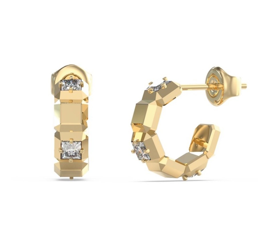 Guess Pozlacené kruhové náušnice Ace Of Diamonds JUBE06183JWYGT/U - Náušnice S kamínky