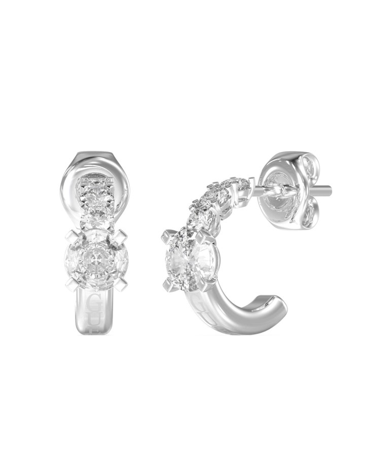 Guess Ocelové kruhové náušnice Piercing Studio JUBE06271JWRHT/U - Náušnice S kamínky