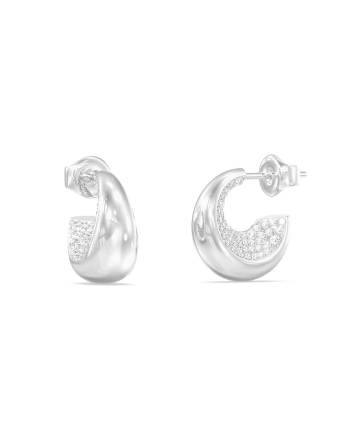 Guess Ocelové náušnice s&nbsp;krystaly Moon Drops JUBE06249JWRHT/U - Náušnice Kruhy