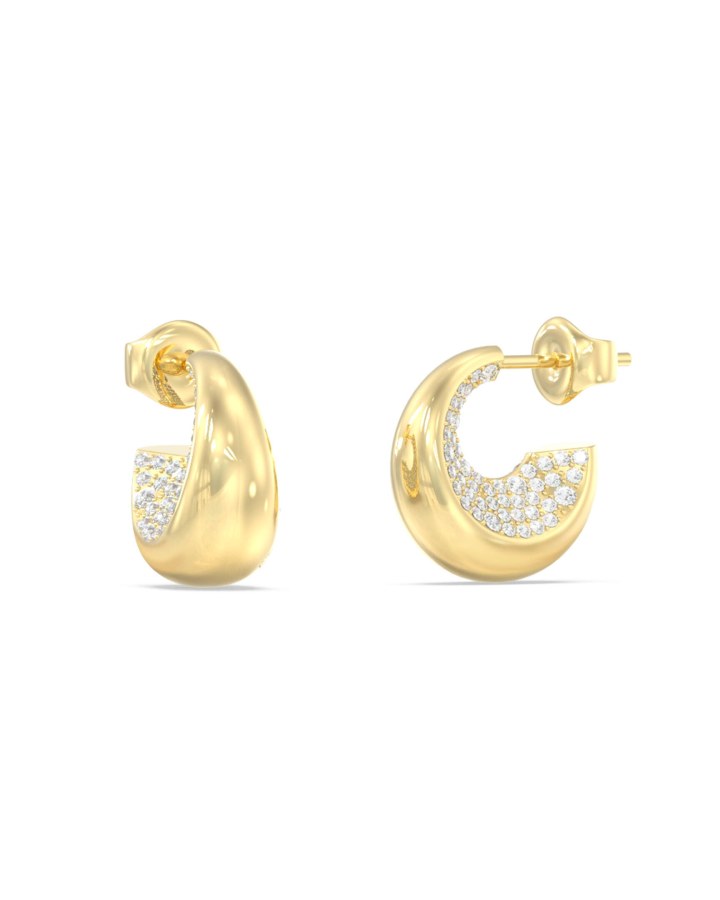 Guess Pozlacené náušnice s&nbsp;krystaly Moon Drops JUBE06249JWYGT/U - Náušnice Kruhy