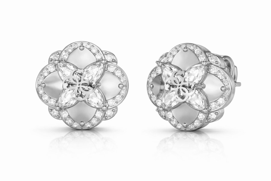 Guess Ocelové peckové náušnice se zirkony Wild Flower JUBE05504JWRHT/U - Náušnice Pecky